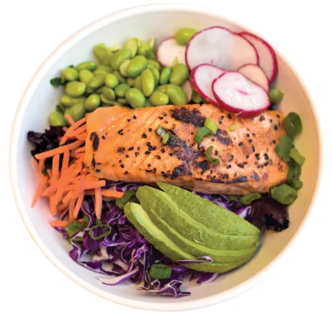 GRILLED SALMON BUDDHA BOWL